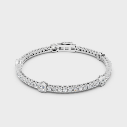 White Gold Classic Diamond Tennis Bracelet Cushion Round 4.42 Ct GLI Certified