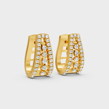 Yellow Gold Round Cut Diamond Hoop Earrings 0.53 Ct Lab Created Brilliant Sparkle