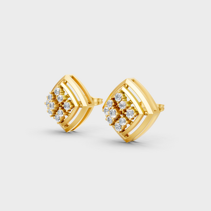 9K 14K 18K Yellow Gold Round Diamond Stud Earrings 0.64 Ct Lab Grown Fine Jewelry