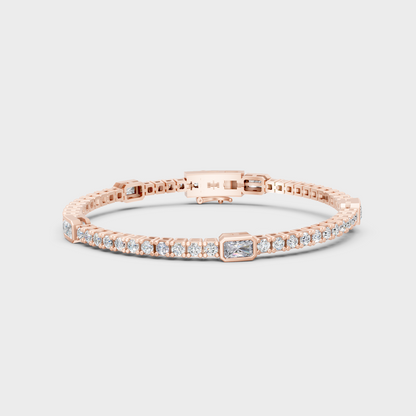 Premium Radiant And Round Diamond Tennis Bracelet 4.42 Ct Lab Grown In Rose Gold Elegant Style
