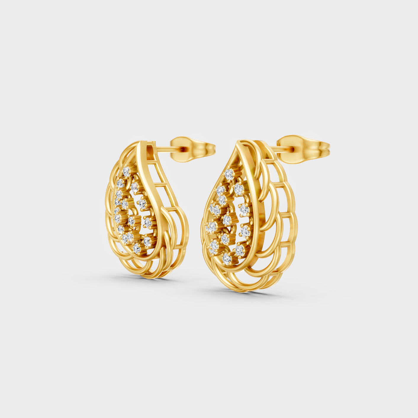 9K 14K 18K Yellow Gold Round Diamond Stud Earrings 0.28 Ct Lab Grown Fine Jewelry