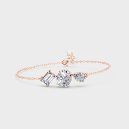 Premium Pear Baguette Emerald Oval Diamond Bracelet 3.25 Ct Lab Grown In Rose Gold