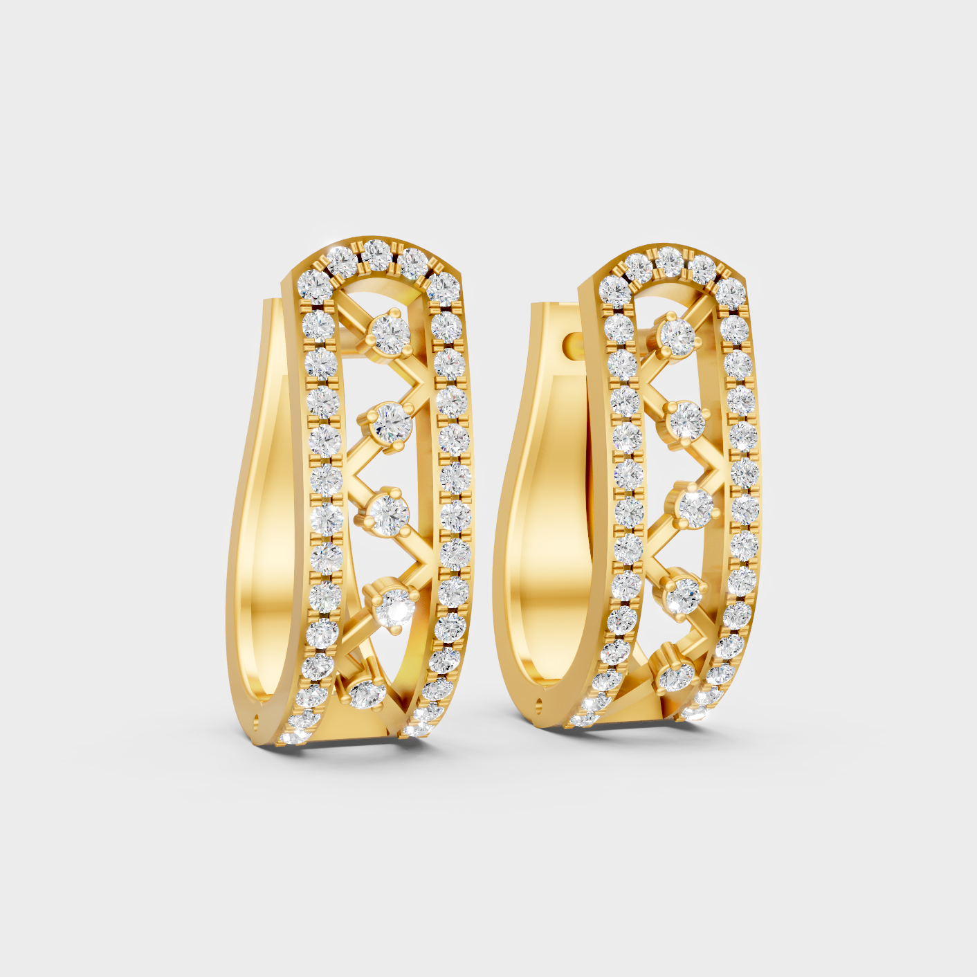 Yellow Gold Round Cut Diamond Hoop Earrings 0.39 Ct Lab Created Subtle Sparkle