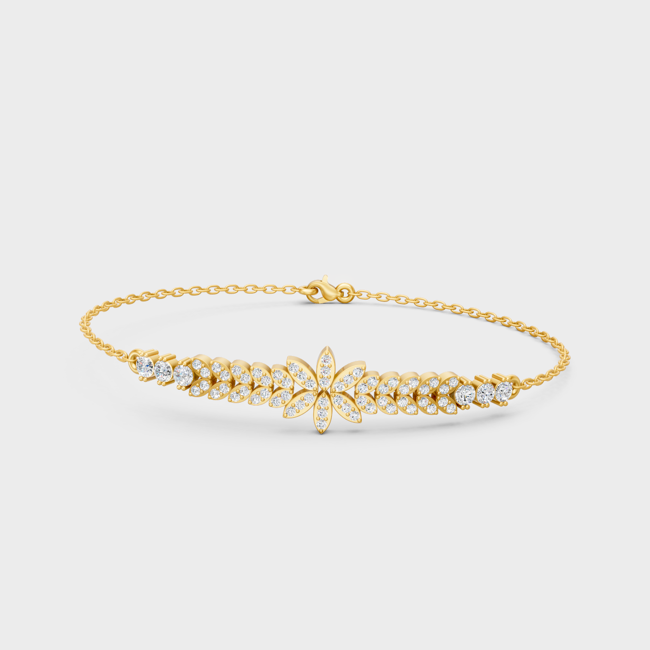 0.43 Ct Round Cut Lab Grown Diamond Bracelet In Yellow Gold Elegant Luxury Jewelry