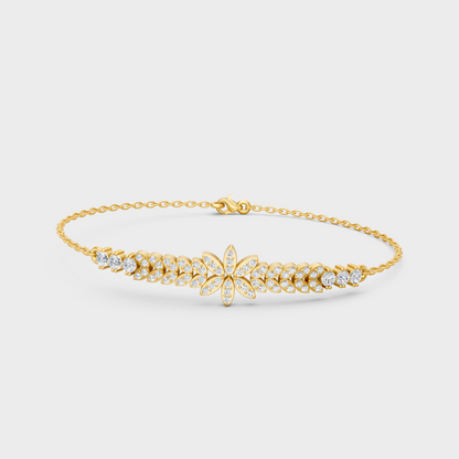 0.43 Ct Round Cut Lab Grown Diamond Bracelet In Yellow Gold Elegant Luxury Jewelry