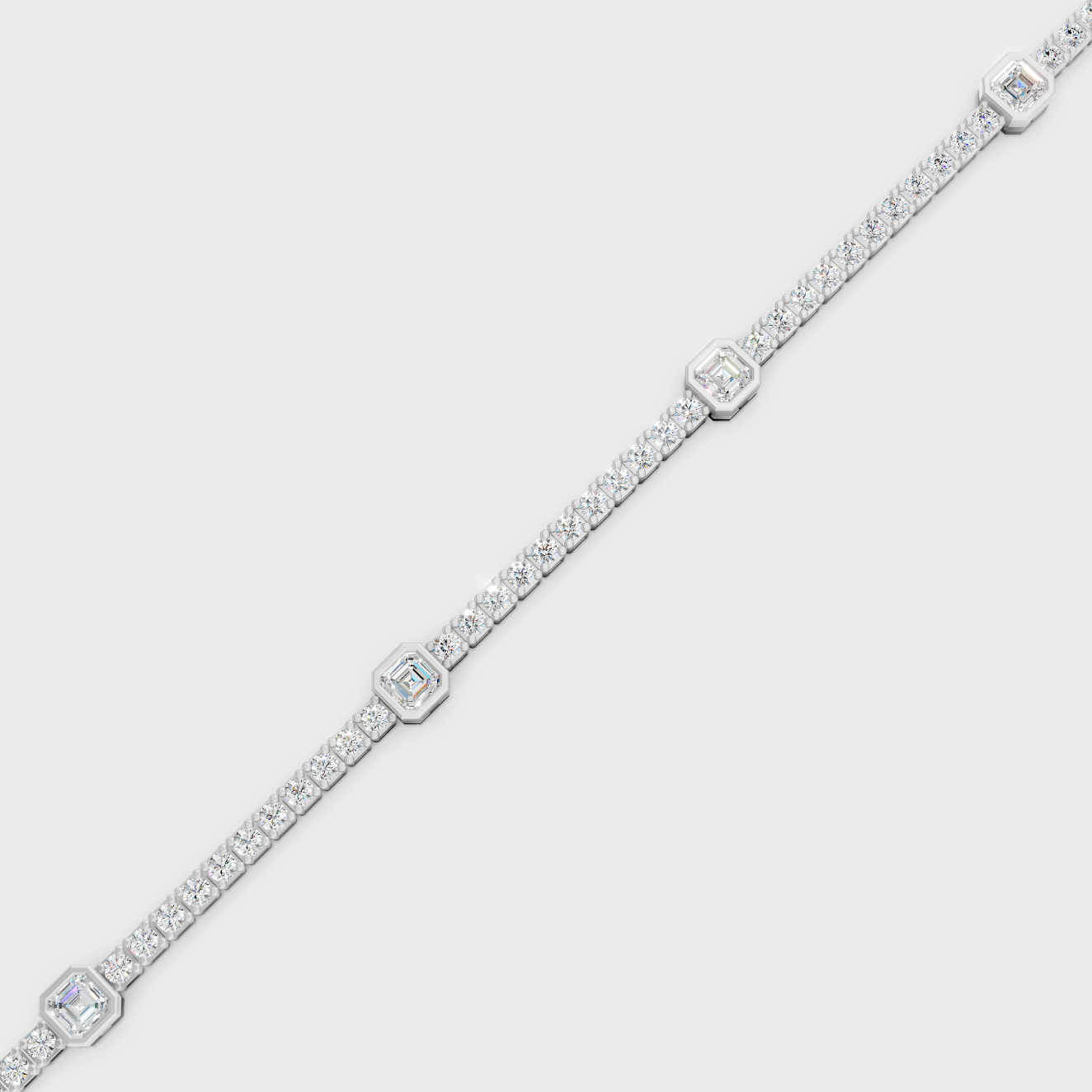 Luxury Asscher Diamond Bracelet White Gold Jewelry
