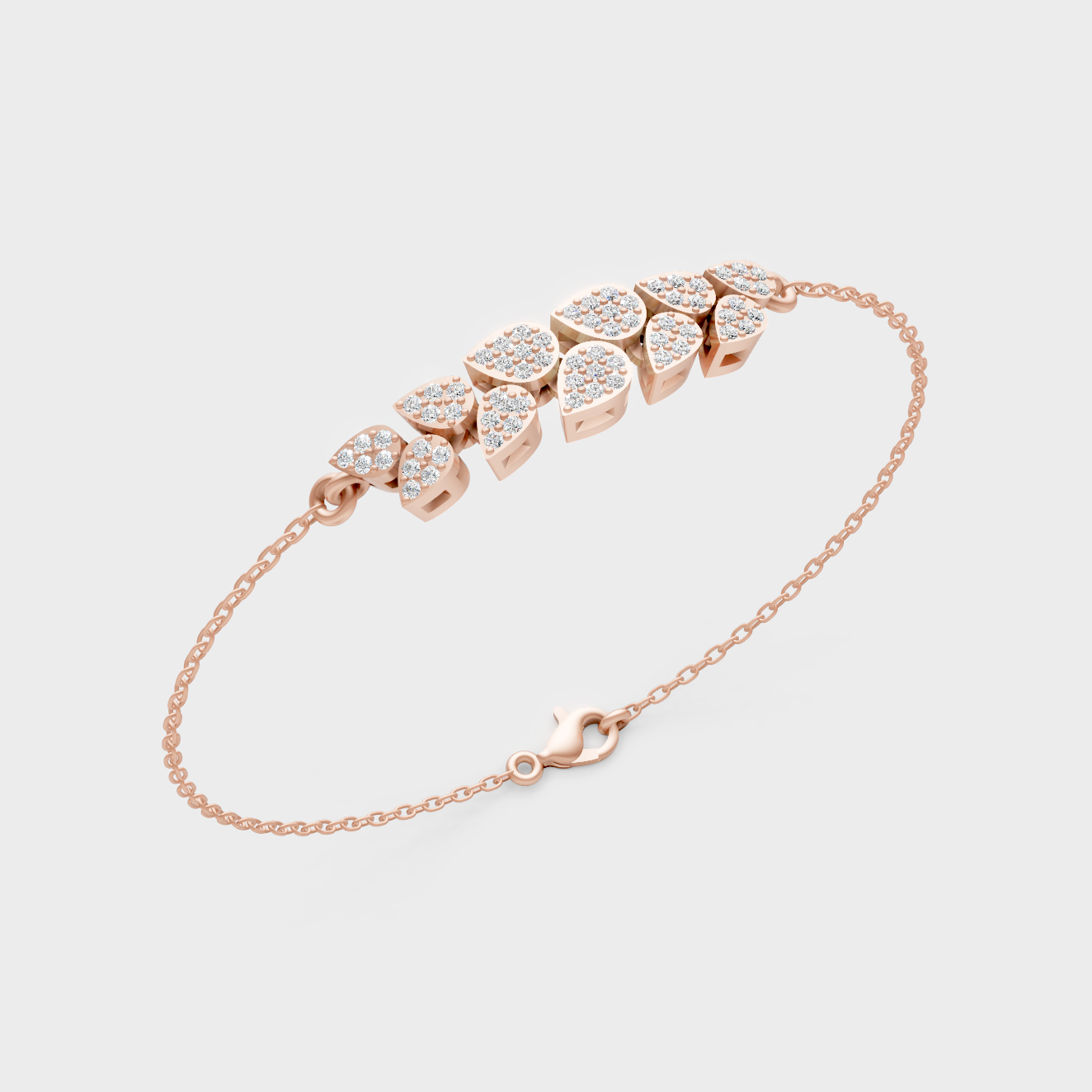 Rose Gold Luxury Round Diamond Chain Bracelet 0.24 Ct Lab Grown Simple Elegance