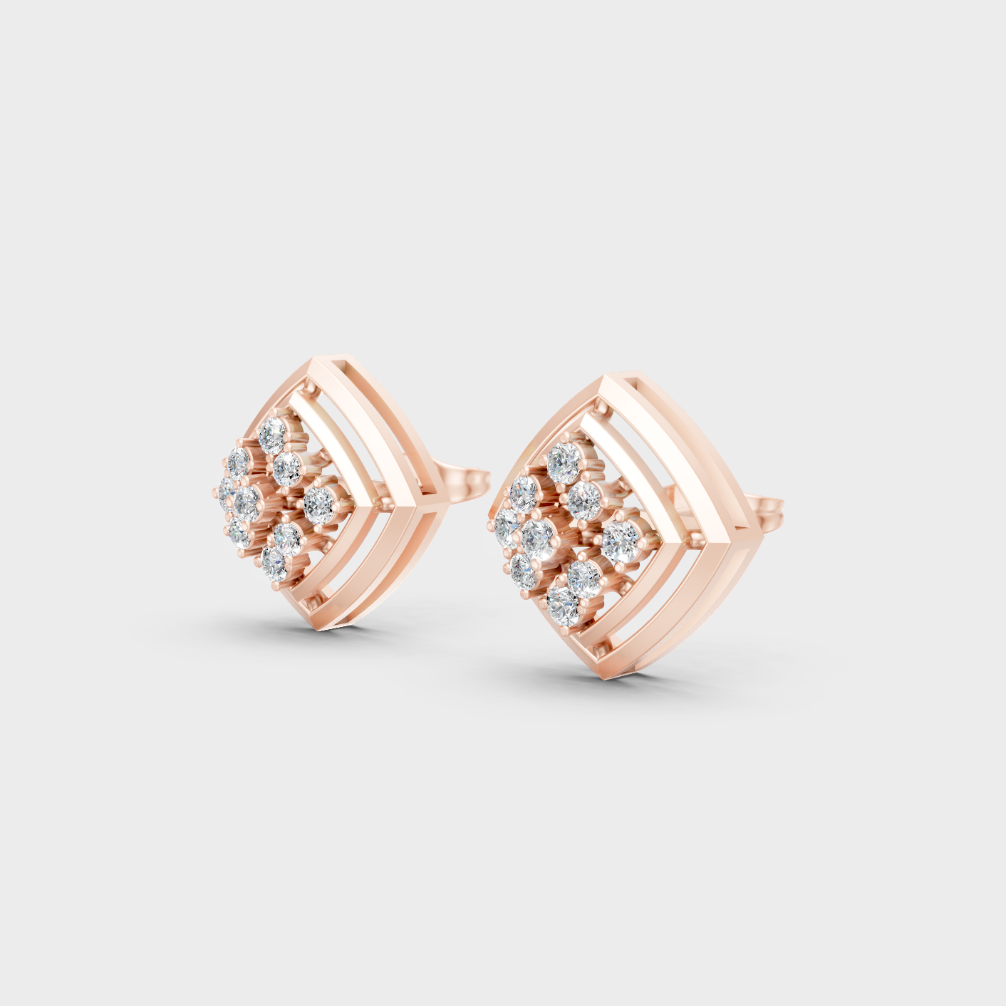 Rose Gold Round Diamond Stud Earrings 0.64 Ct Everyday Elegant Jewelry