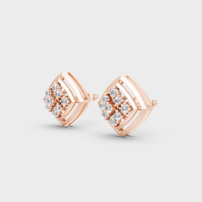 Rose Gold Round Diamond Stud Earrings 0.64 Ct Everyday Elegant Jewelry