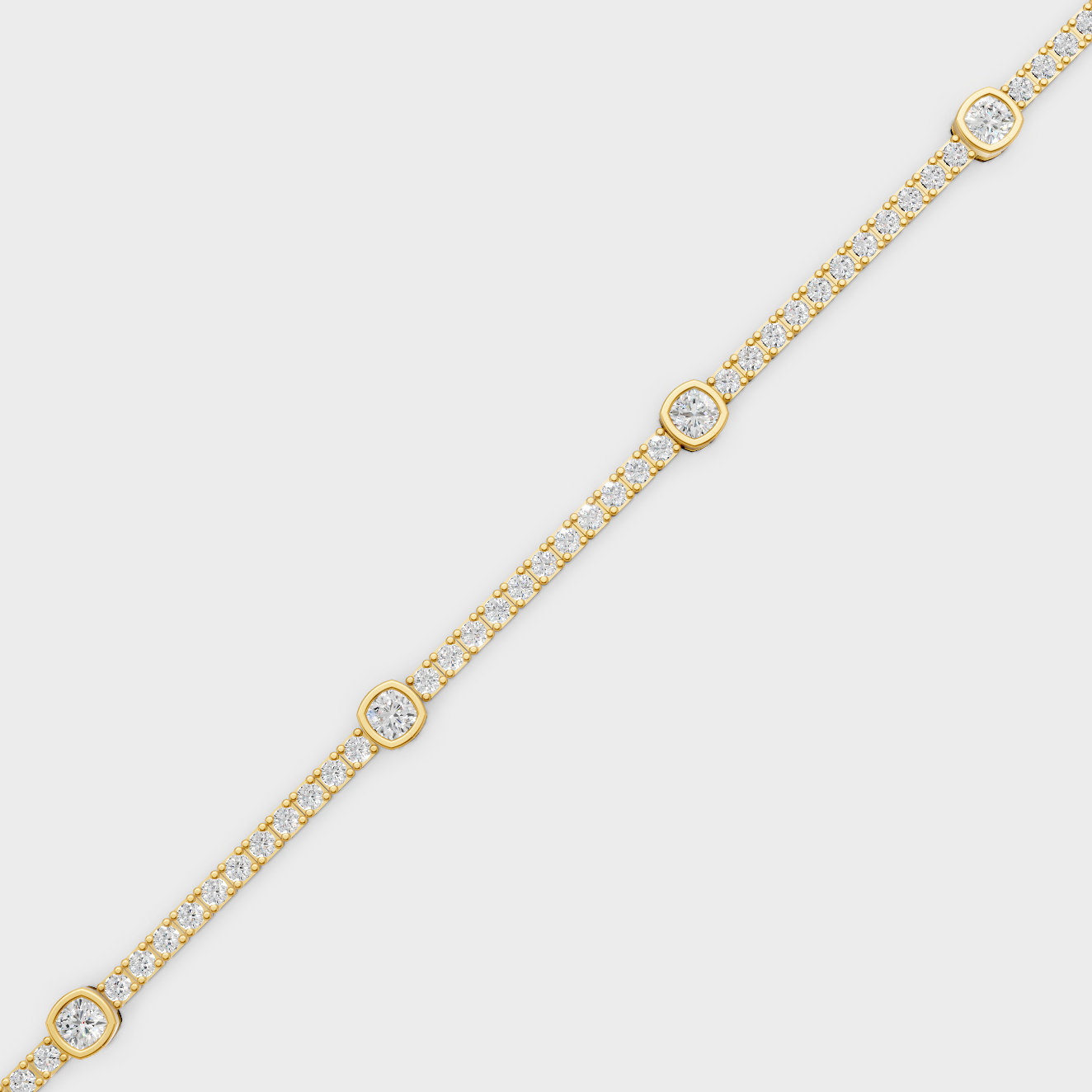 Yellow Gold Cushion Cut Diamond Tennis Bracelet 4.42 Ct Lab Created Sparkling Luxury