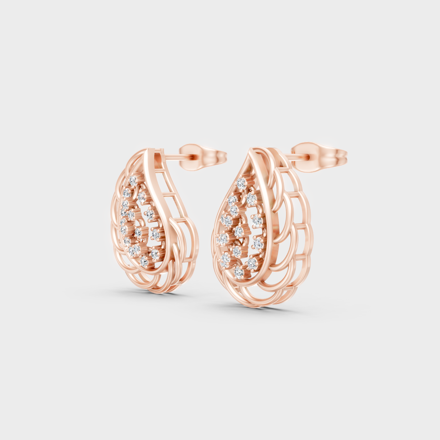 Rose Gold Round Diamond Stud Earrings 0.28 Ct Everyday Elegant Jewelry