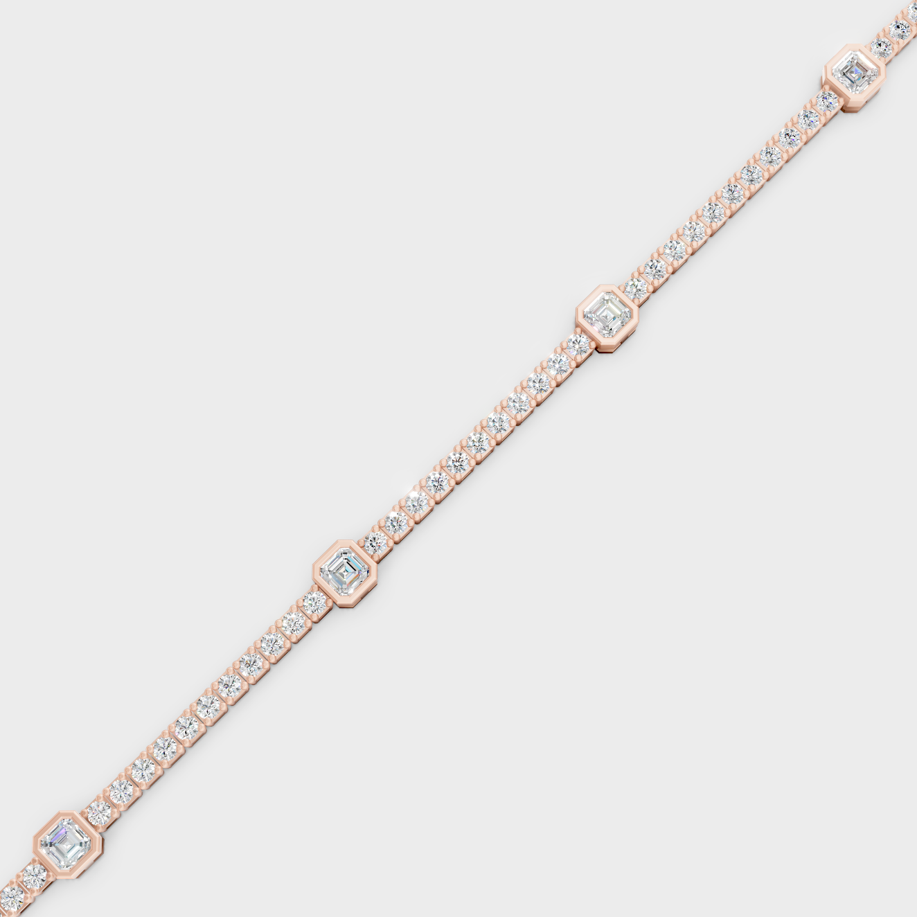 Luxury Asscher Diamond Tennis Bracelet Rose Gold Jewelry
