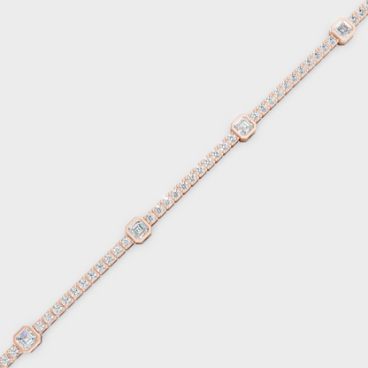 Luxury Asscher Diamond Tennis Bracelet Rose Gold Jewelry