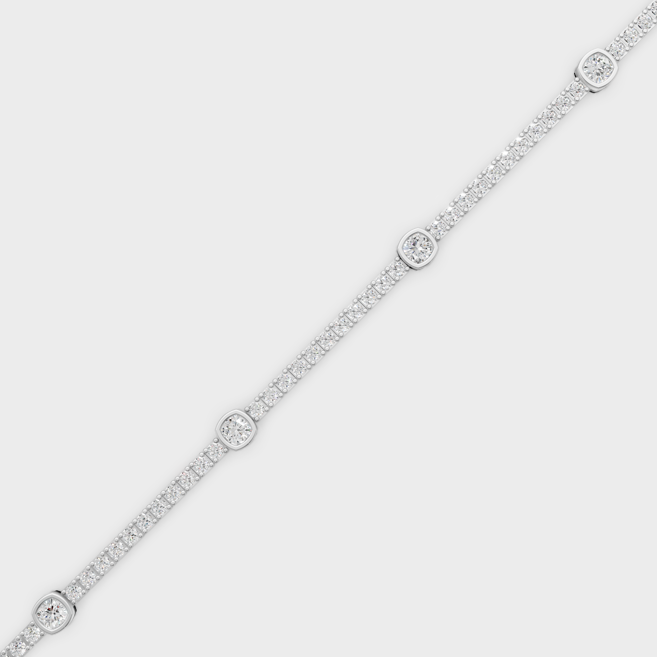 Platinum 950 Diamond Tennis Bracelet 4.42 Ct Cushion And Round Lab Grown Fine Jewelry