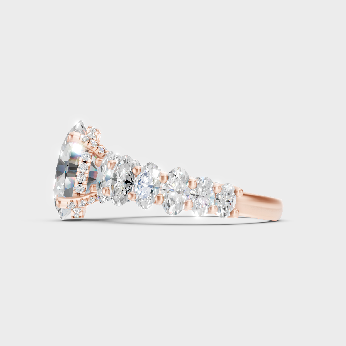 High-Polish Rose Gold 7.13 Carat Oval Lab Diamond Ring For Maximum Sparkle