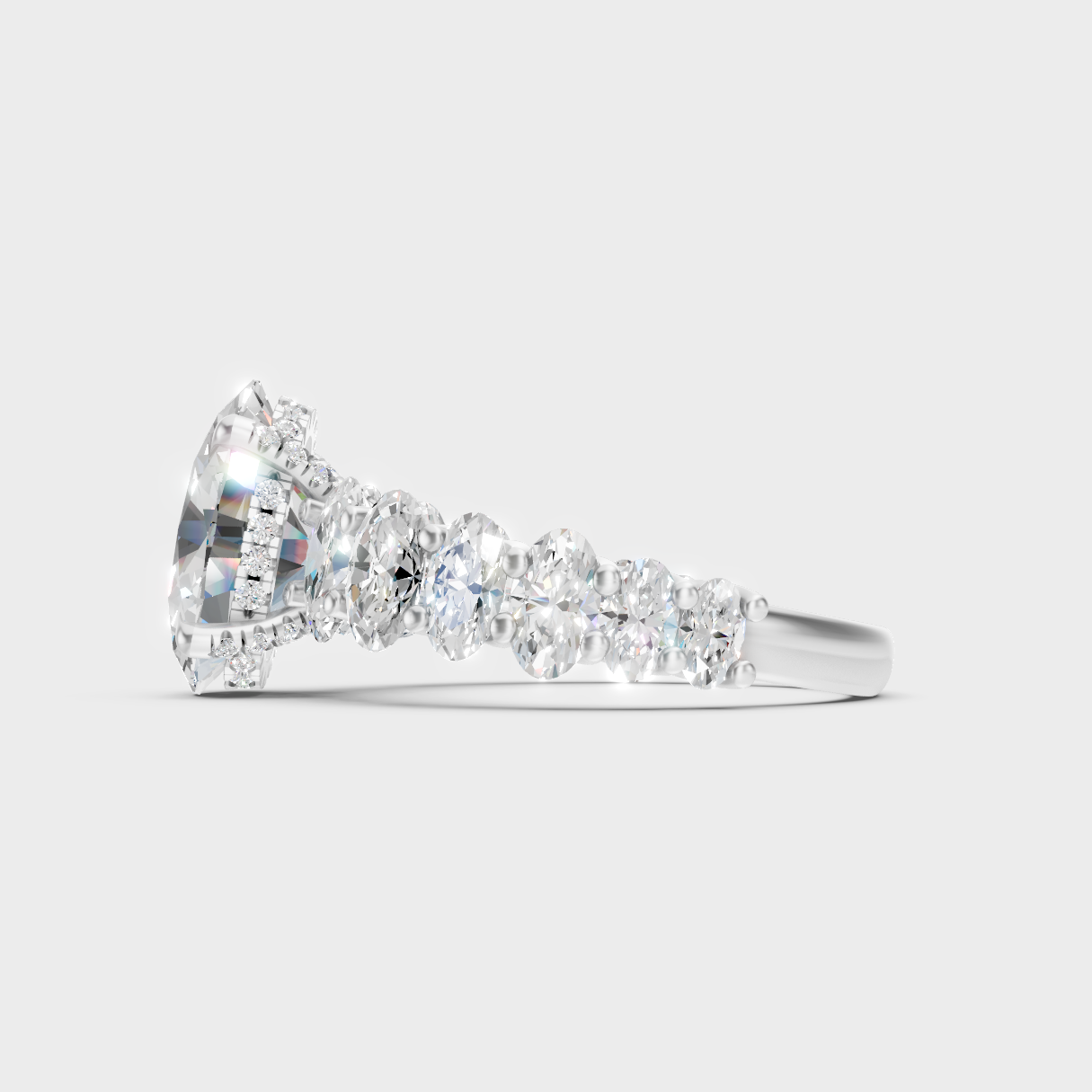  High-Polish 950 Platinum Oval Lab Diamond Hidden Halo Ring For Maximum Brilliance
