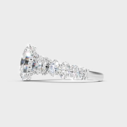  High-Polish 950 Platinum Oval Lab Diamond Hidden Halo Ring For Maximum Brilliance