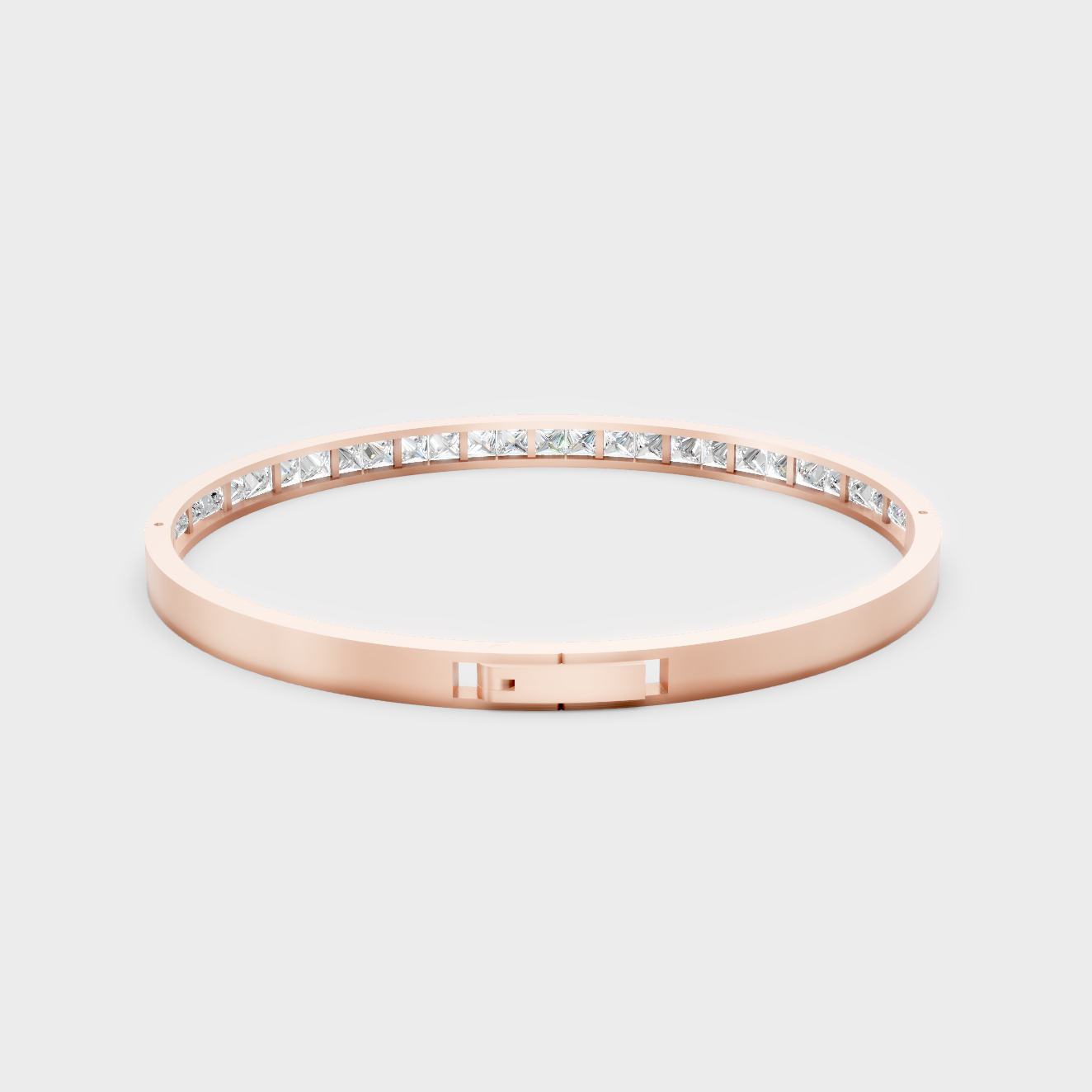Rose Gold Luxury Princess Cut Diamond Oval Bracelet 3.81 Ct Lab Grown Designer Look