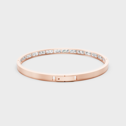 Rose Gold Luxury Princess Cut Diamond Oval Bracelet 3.81 Ct Lab Grown Designer Look