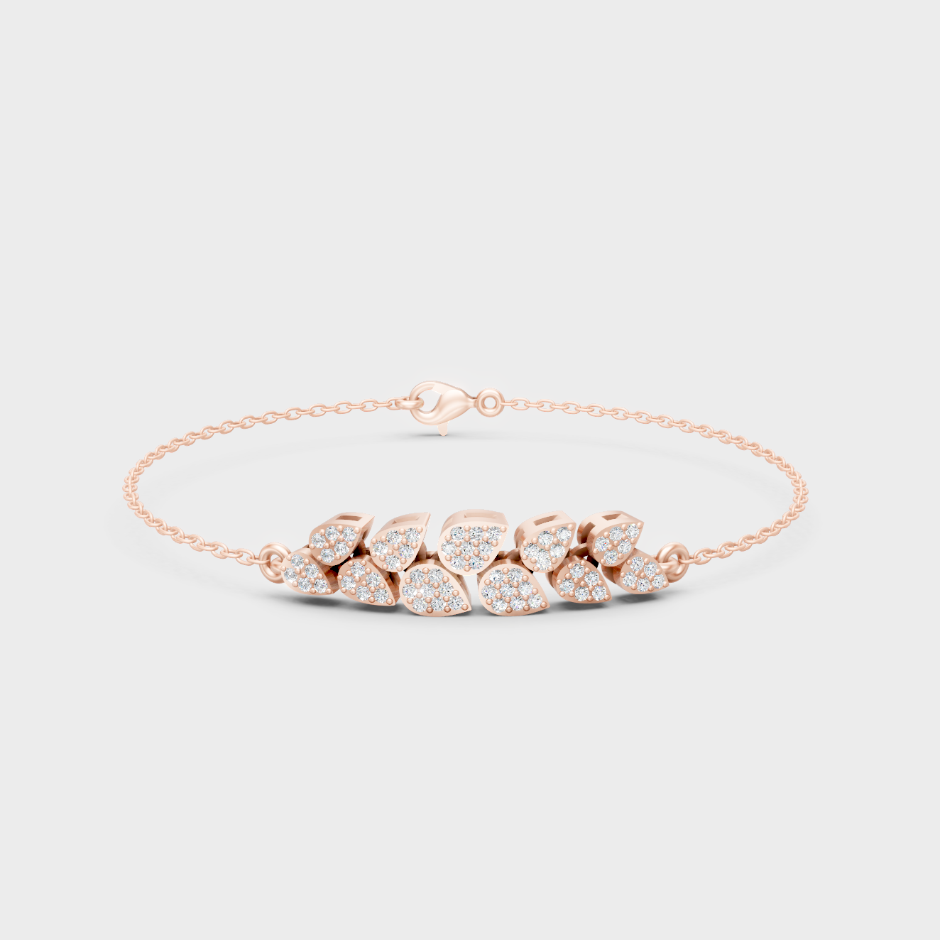Elegant Round Diamond Chain Bracelet 0.24 Ct Lab Grown In Rose Gold Everyday Style