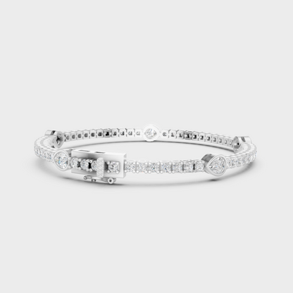 White Gold Pear And Round Diamond Bracelet 4.42 Ct Lab Grown Fine Jewelry