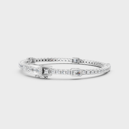 Platinum Radiant And Round Diamond Tennis Bracelet 4.42 Ct Premium Fine Jewelry