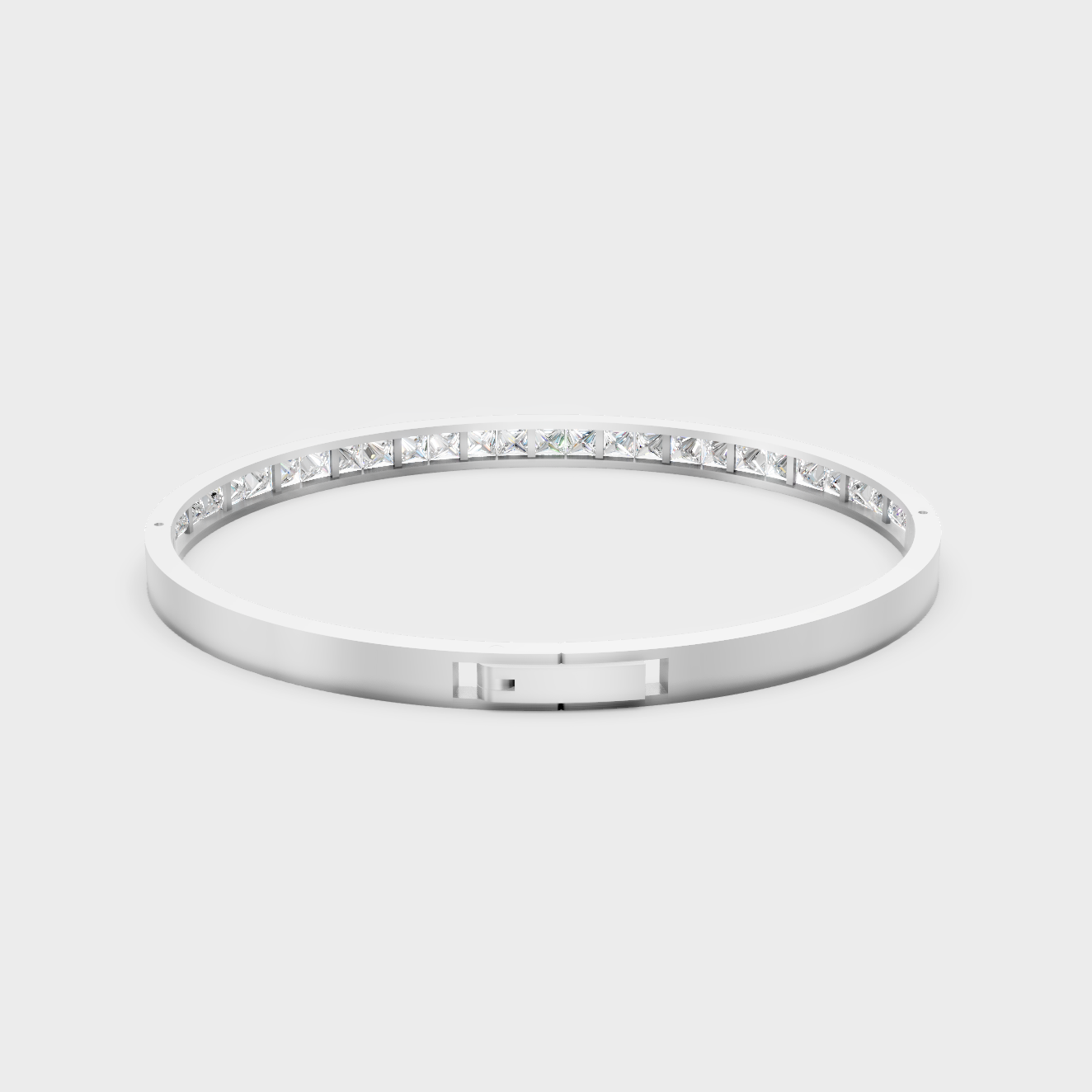Platinum 950 Princess Cut Diamond Oval Bracelet 3.81 Ct Premium Designer Jewelry