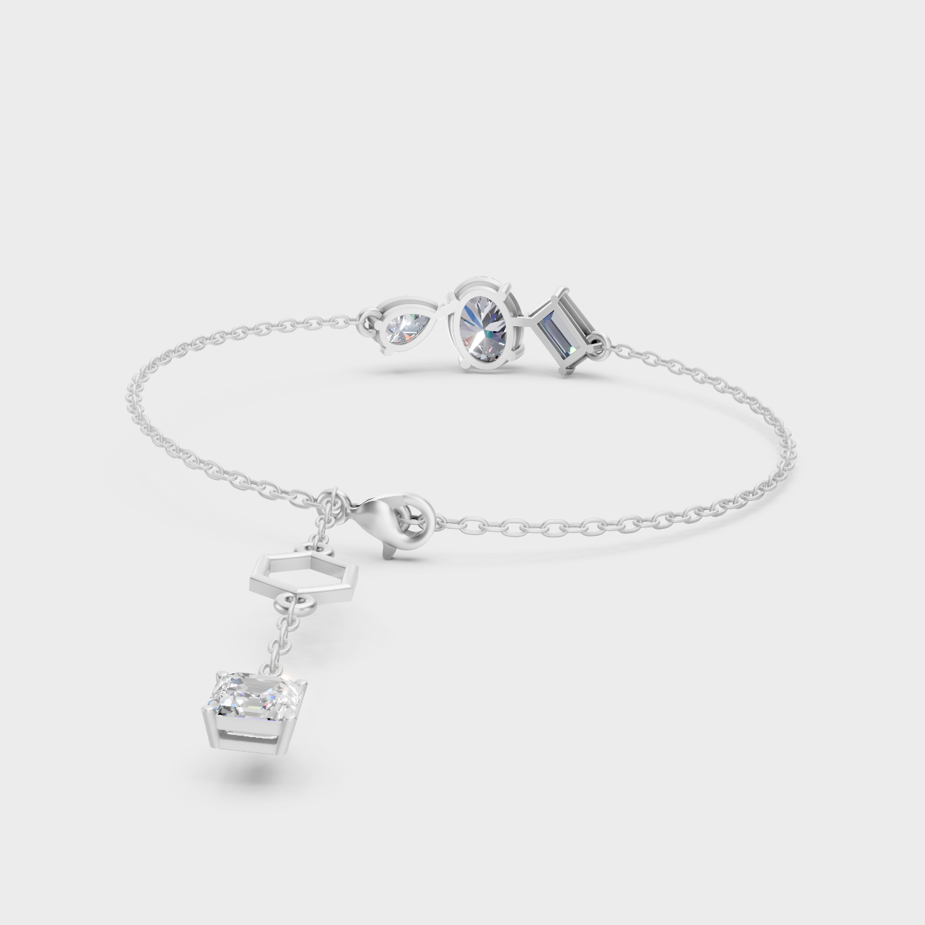 White Gold Designer Multi Cut Diamond Bracelet 3.52 Ct Lab Grown Elegant Style