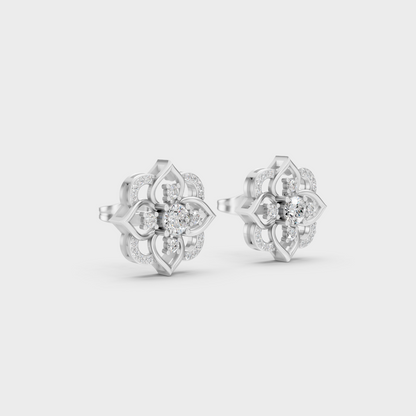 White Gold Round Diamond Stud Earrings 0.58 Ct Lab Grown Classic Elegant Style
