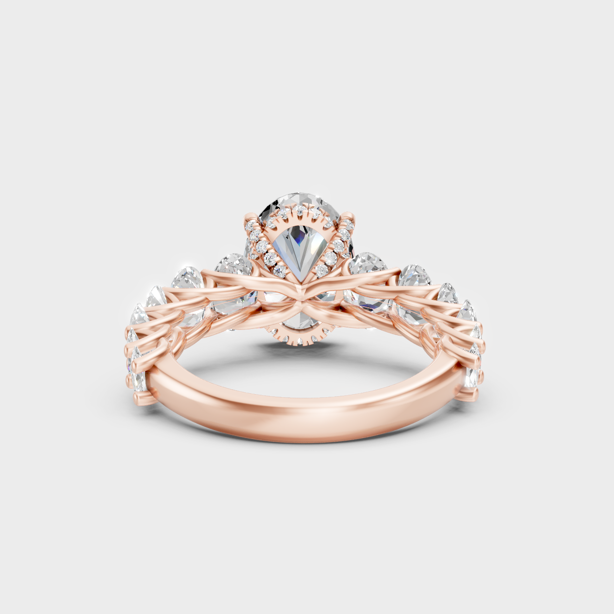  Luxury Rose Gold Engagement Ring With A Certified 7.13Ct Oval Hidden Halo Design