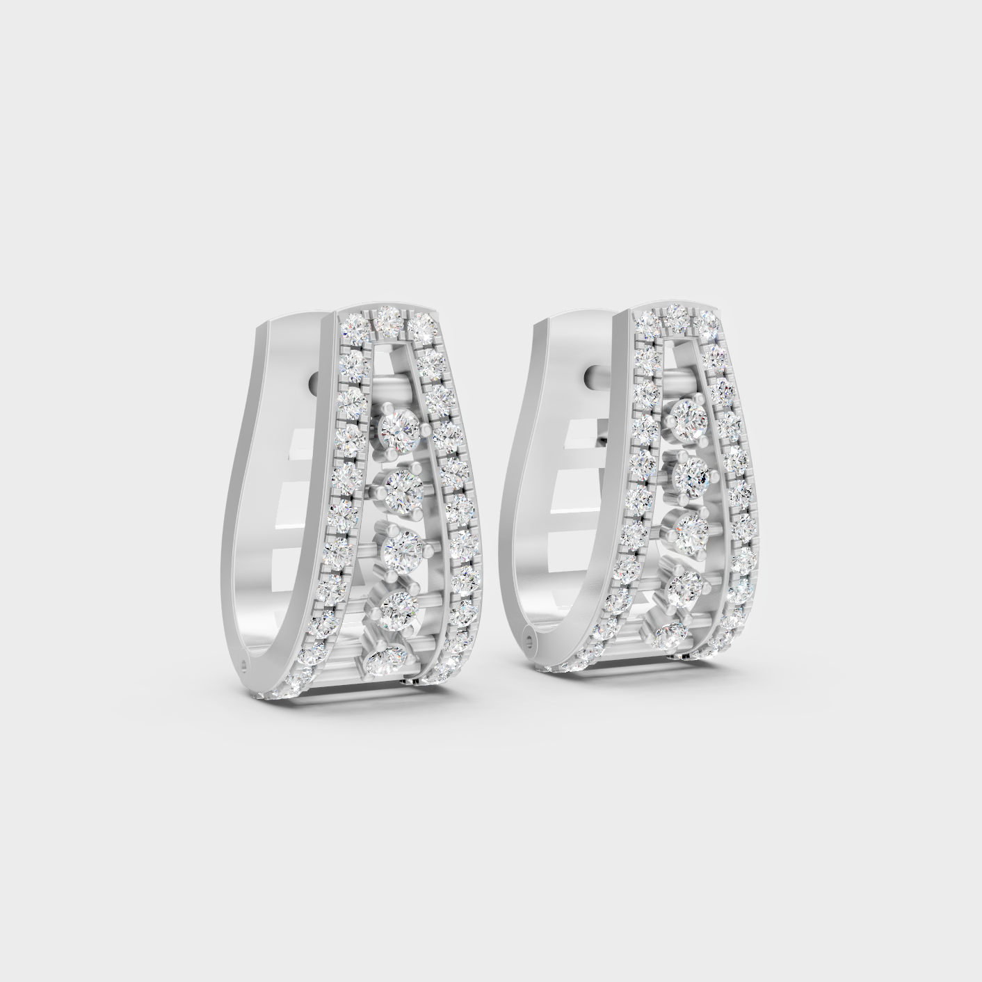 Platinum 950 Round Diamond Hoop Earrings 0.53 Ct Lab Grown Ethical Luxury