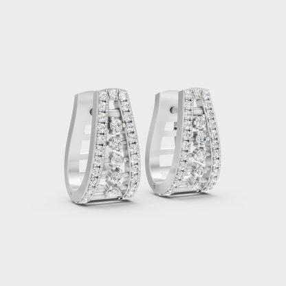 Platinum 950 Round Diamond Hoop Earrings 0.53 Ct Lab Grown Ethical Luxury