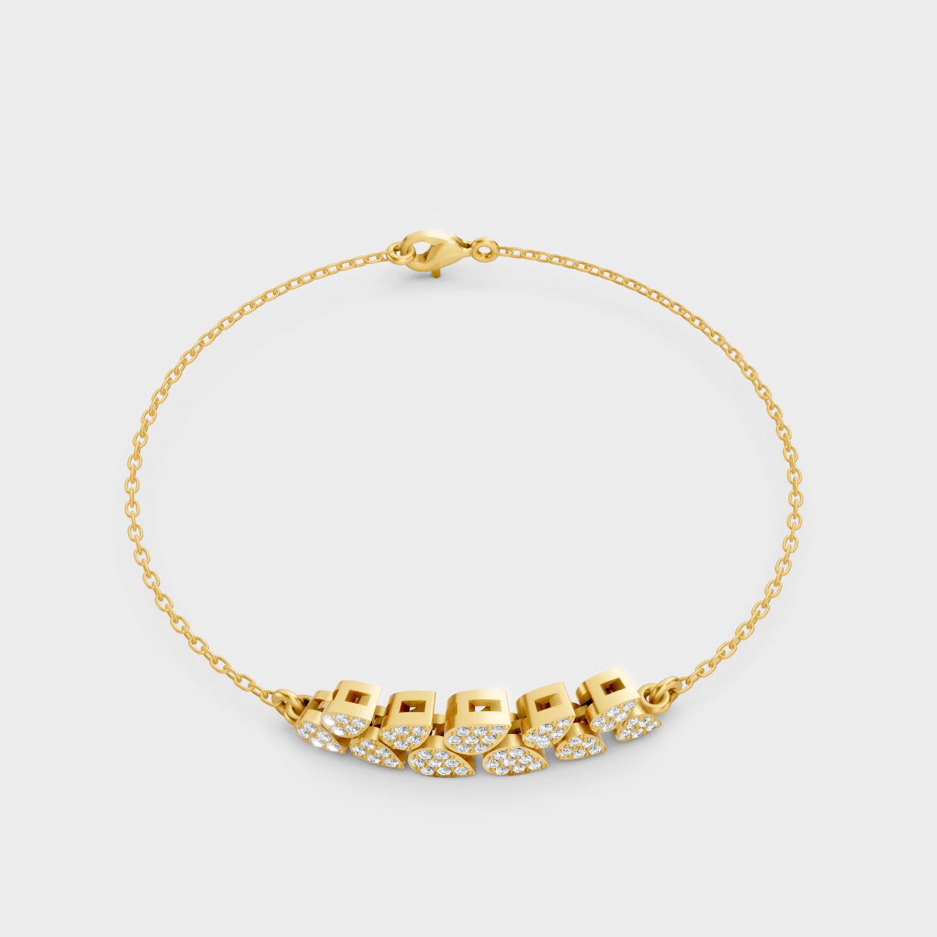 Yellow Gold Lab Grown Round Diamond Chain Bracelet 0.24 Ct Premium Minimal Jewelry