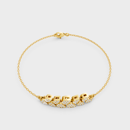 Yellow Gold Lab Grown Round Diamond Chain Bracelet 0.24 Ct Premium Minimal Jewelry