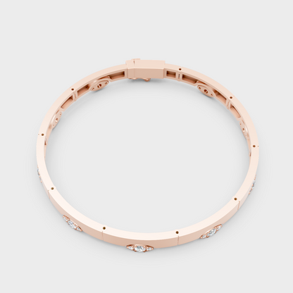 Rose Gold Round Diamond Bracelet 0.62 Ct Everyday Elegant Jewelry