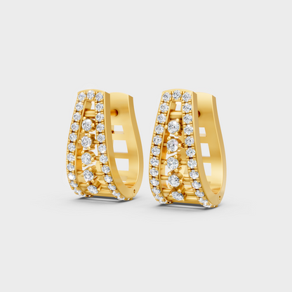 9K 14K 18K Yellow Gold Round Diamond Hoop Earrings 0.53 Ct Lab Grown Fine Jewelry