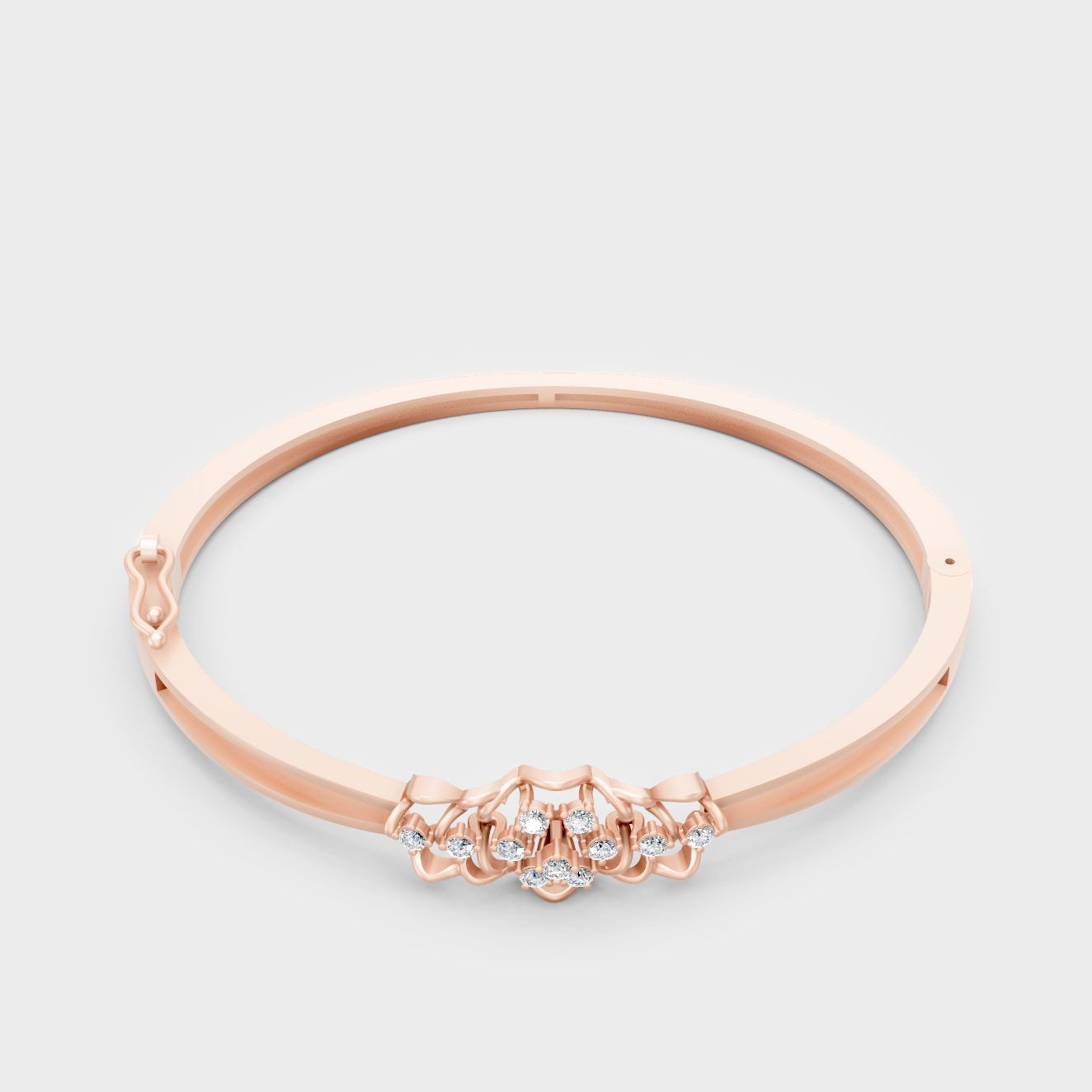 Rose Gold Round Diamond Oval Bracelet 0.32 Ct Everyday Elegant Jewelry