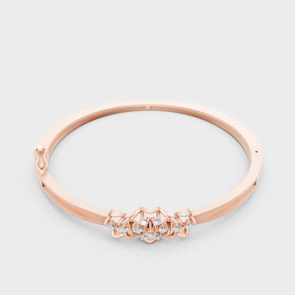 Rose Gold Round Diamond Oval Bracelet 0.32 Ct Everyday Elegant Jewelry