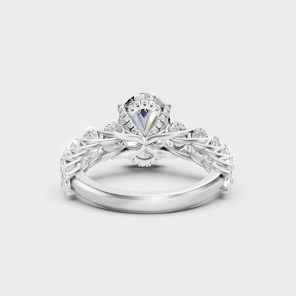 Premium 950 Platinum Hidden Halo Ring Showcasing A 7.13 Carat Oval Sustainable Diamond