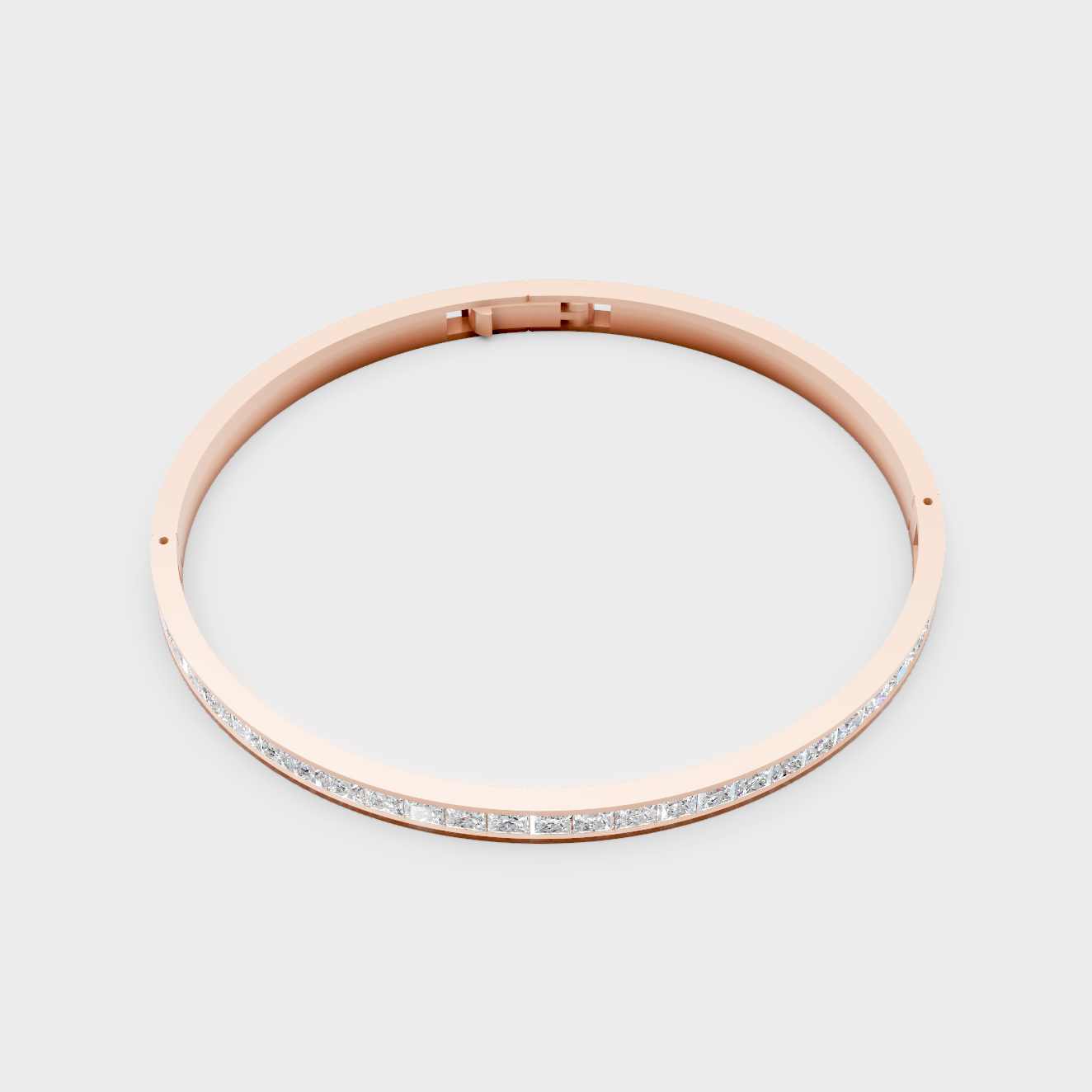 Rose Gold Princess Cut Diamond Oval Bracelet 3.81 Ct Statement Elegant Jewelry
