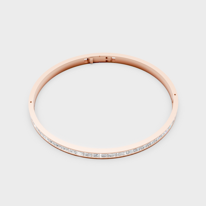 Rose Gold Princess Cut Diamond Oval Bracelet 3.81 Ct Statement Elegant Jewelry