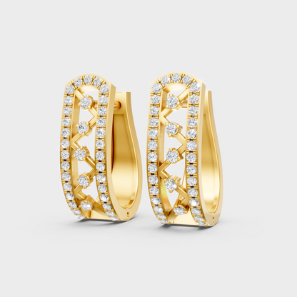 9K 14K 18K Yellow Gold Round Diamond Hoop Earrings 0.39 Ct Lab Grown Fine Jewelry