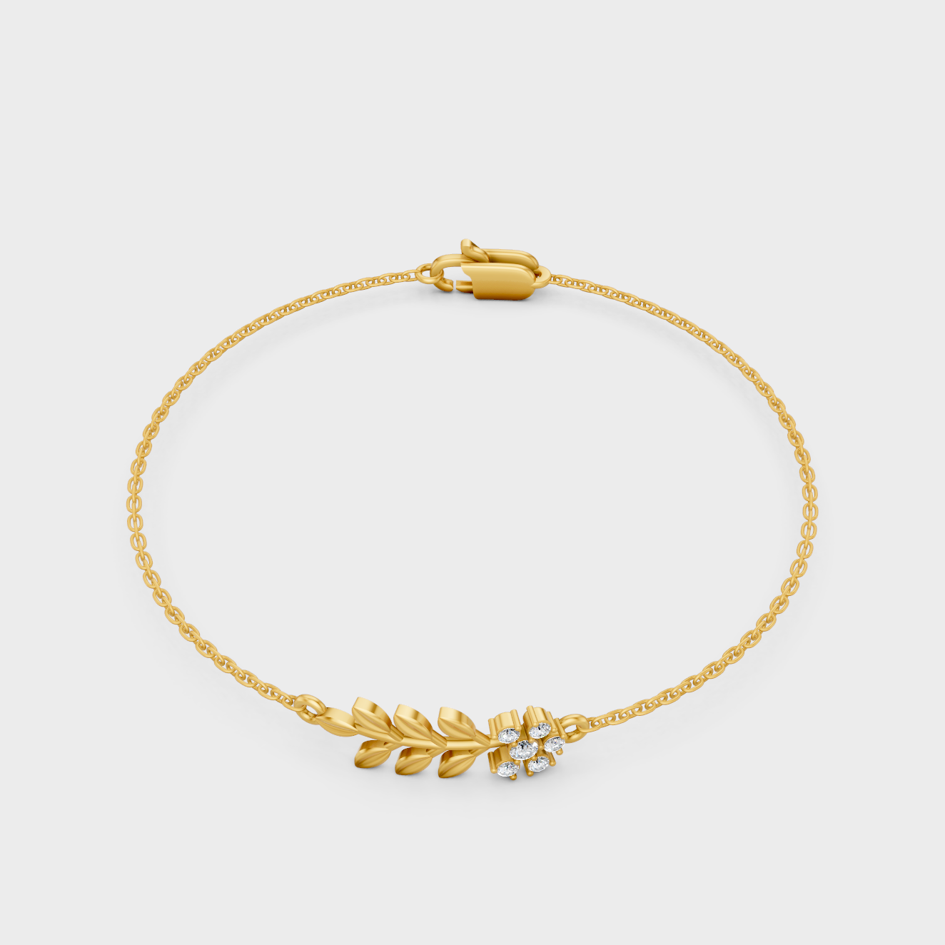 9K 14K 18K Yellow Gold Round Diamond Bracelet 0.12 Ct Lab Created Minimal
