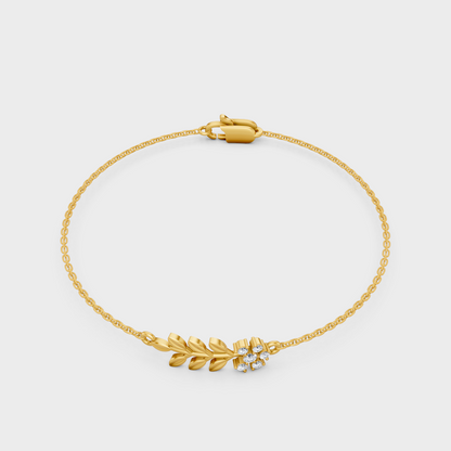 9K 14K 18K Yellow Gold Round Diamond Bracelet 0.12 Ct Lab Created Minimal