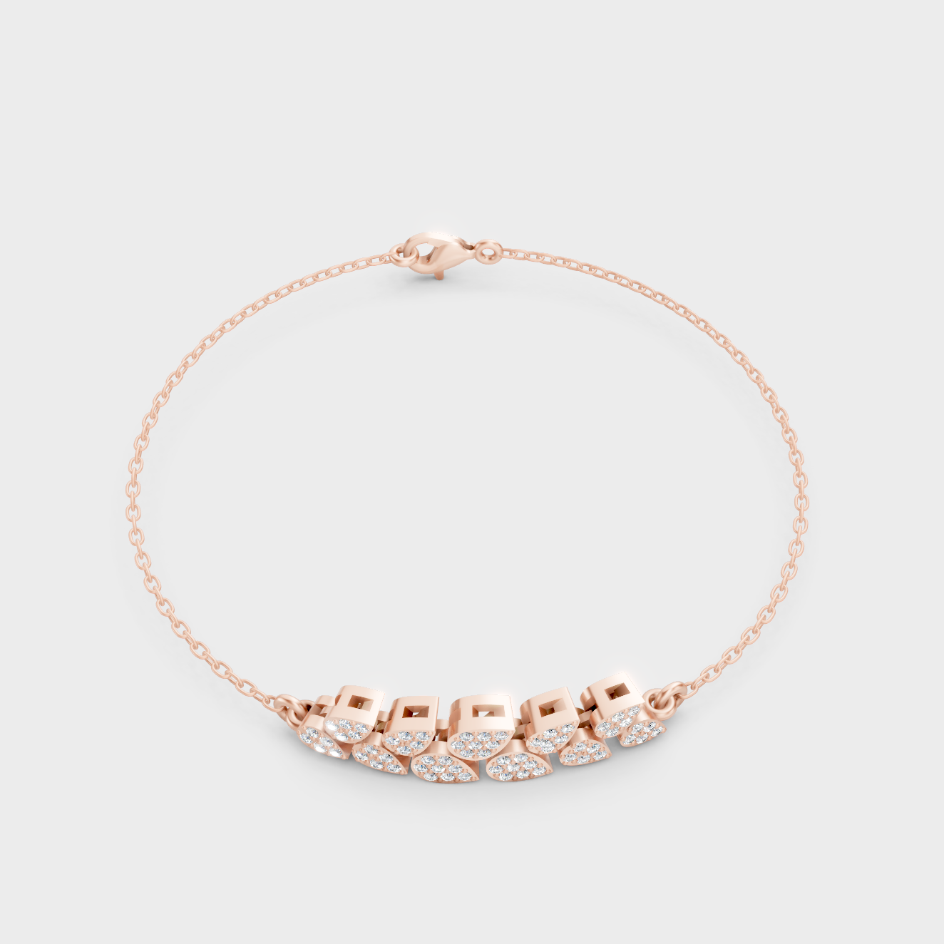 Rose Gold Round Diamond Chain Bracelet 0.24 Ct Ethical Sparkle Style