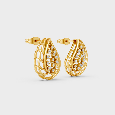 Yellow Gold Round Cut Diamond Stud Earrings 0.28 Ct Lab Created Subtle Sparkle