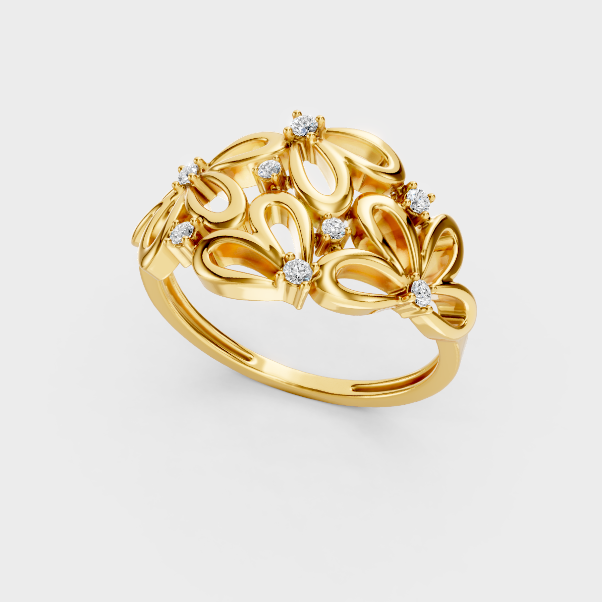 Sustainable Yellow Gold Ring With Gli Certified Round-Cut Lab-Grown Diamonds