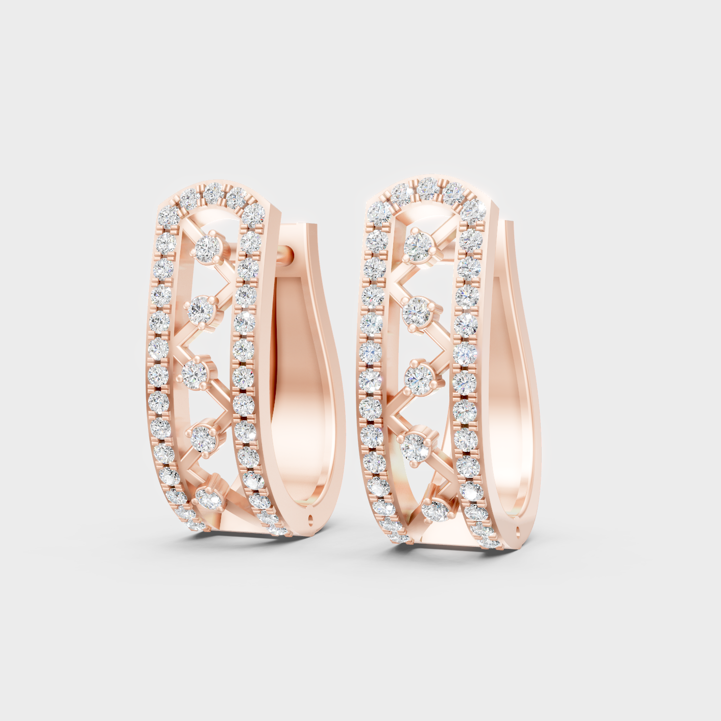 Rose Gold Round Diamond Hoop Earrings 0.39 Ct Everyday Elegant Jewelry