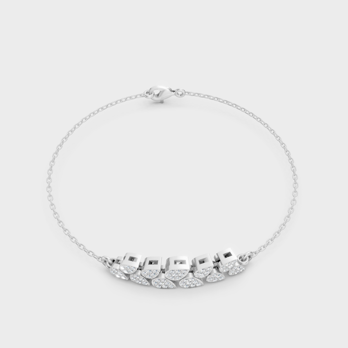 Platinum Diamond Chain Bracelet Round Cut 0.24 Ct Ethical Minimal Jewelry