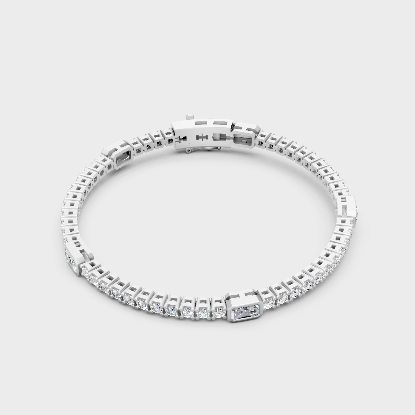 Platinum Radiant And Round Diamond Tennis Bracelet 4.42 Ct Premium Fine Jewelry